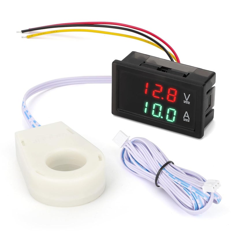 Linkstyle DC 5V-100V & 100A Digital Amp Voltage Meter, Dual Display Current Voltage Meter Gauge with Hall Effect Sensor Transformer - Image 1